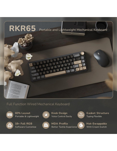 Teclado Mecánico RK Royal Kludge R65 RGB 60% PBT Negro