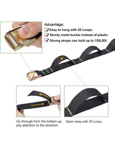 Organizador Colgante Camping Ayaport 6.1m 20 Lazos 4 Ganchos