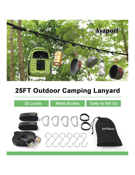 Organizador Colgante Camping Ayaport 6.1m 20 Lazos 4 Ganchos