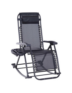 Silla Mecedora Reclinable Plegable Outsunny - Gravedad Cero, Negro