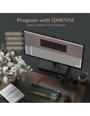 Teclado Mecánico RK Royal Kludge R65 RGB 60% PBT Negro