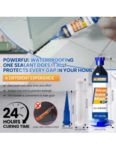 Sellador de Silicona RTV LUXFINISH 100% Impermeable Negro 40g 2