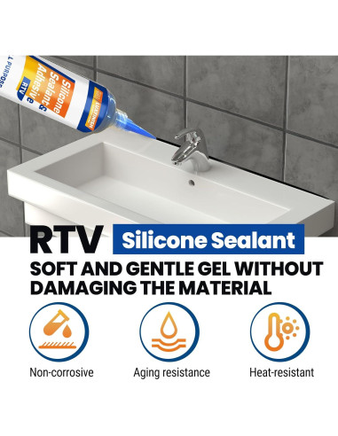 Sellador de Silicona RTV LUXFINISH 100% Impermeable Negro 40g