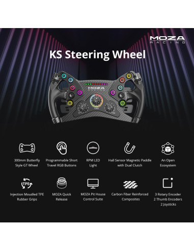Volante MOZA KS 300mm Estilo GT Personalizable para Simulador