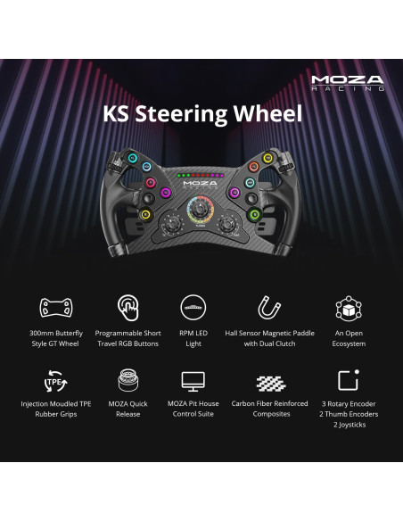 Volante MOZA KS 300mm Estilo GT Personalizable para Simulador