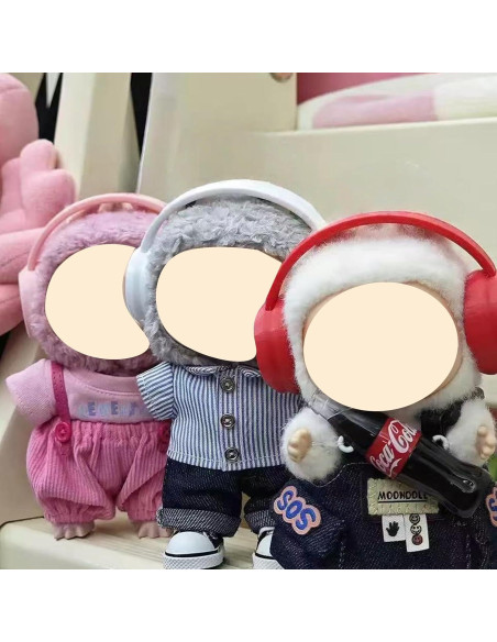 Auriculares Impresos en 3D Labubu para Muñecas 10-17cm Blancos Auriculares Impresos en 3D Labubu para Muñecas 10-17cm Blancos