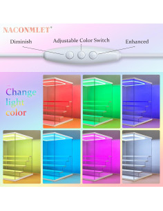 Caja de Exhibición Acrílica Naconmlet 3 Niveles con Luz LED 2