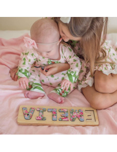 Rompecabezas de Nombre Personalizado Bloom Owl - Madera Montessori 2