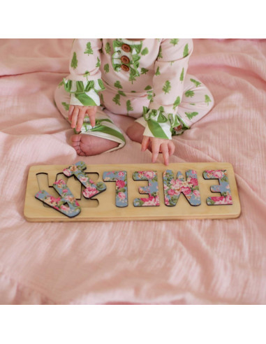 Rompecabezas de Nombre Personalizado Bloom Owl - Madera Montessori
