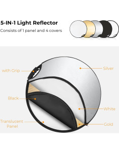 Reflector de Luz 5-en-1 K&F CONCEPT 60cm Plegable Portátil 2