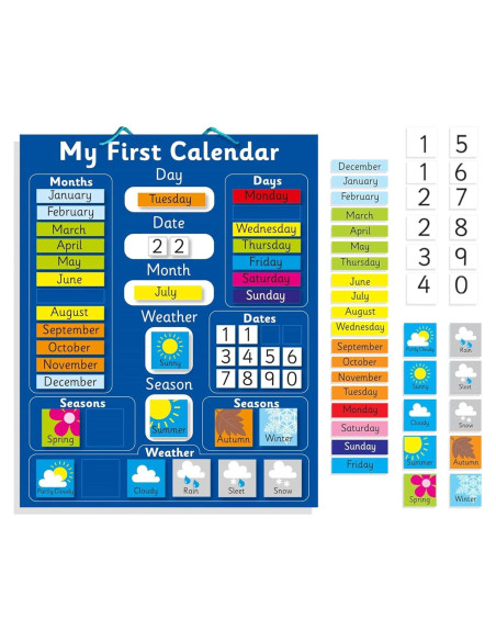 Calendario Magnético Interactivo Azul Indigo 40x32 cm