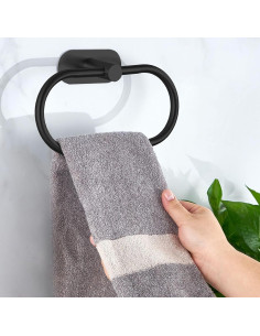 Anillo de Toalla de Baño Eolax Autoadhesivo Acero Inoxidable Negro 2