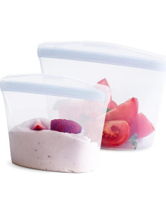 Stasher Recipientes de Silicona Reutilizables 2 Tazas + Bolsa Snack 340g 2
