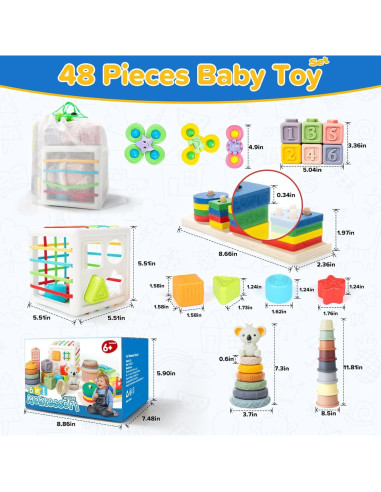 Juguetes Montessori 6 en 1 Somastung para Bebés 6-12 Meses