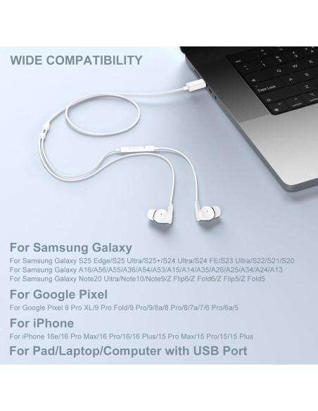 Auriculares USB C Samsung con micrófono y control de volumen