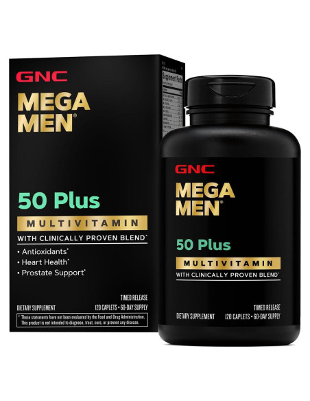 GNC Mega Men 50 Plus Multivitaminas 120 Comprimidos Salud Corazón