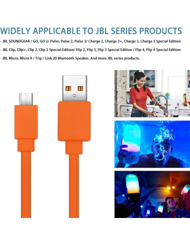 Cable de Carga Rápida USB Hyacinyh 1.01m para Altavoces JBL