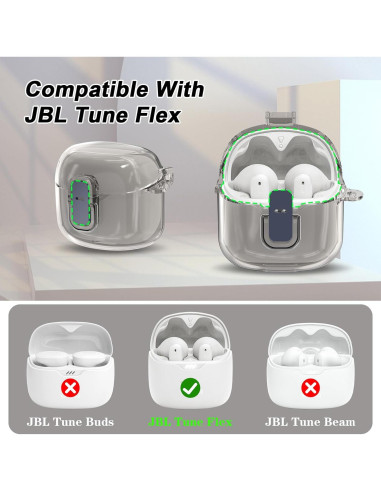 Funda Dura Transparente POZCIS para JBL Tune Flex - Gris Claro