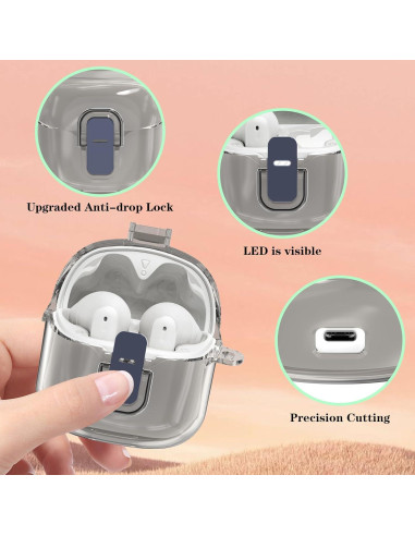 Funda Dura Transparente POZCIS para JBL Tune Flex - Gris Claro