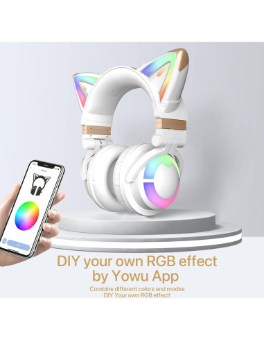 Auriculares YOWU 3G Inalámbricos con Sonido 7.1 y APP - Blanco
