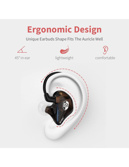 Auriculares In Ear BASN SPM Marrón con Doble Controlador y Micrófono