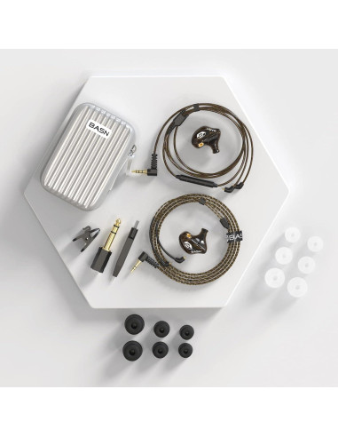 Auriculares In Ear BASN SPM Marrón con Doble Controlador y Micrófono