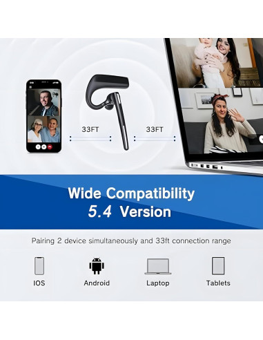 Auricular Bluetooth OPINAY G6 Inalámbrico con Cancelación de Ruido