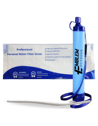 Filtro de Agua Portátil Emblem Outdoor para Camping y Emergencias
