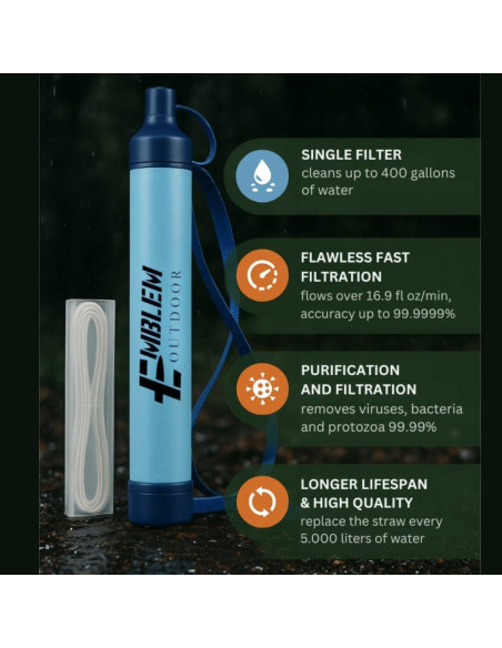 Filtro de Agua Portátil Emblem Outdoor para Camping y Emergencias Filtro de Agua Portátil Emblem Outdoor para Camping y Emergencias