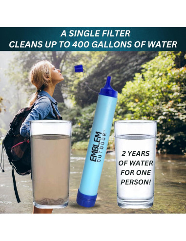 Filtro de Agua Portátil Emblem Outdoor para Camping y Emergencias
