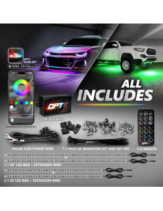 Luces LED Underglow OPT7 Aura Pro RGB 4 PCS Impermeables 2