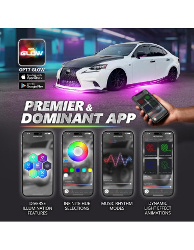 Luces LED Underglow OPT7 Aura Pro RGB 4 PCS Impermeables