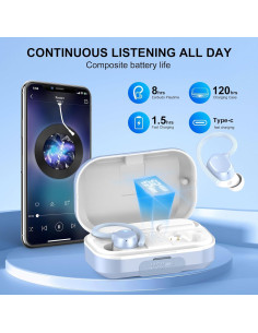 Auriculares Inalámbricos POMUIC Q53 Bluetooth 5.3 IPX7 Azul 2