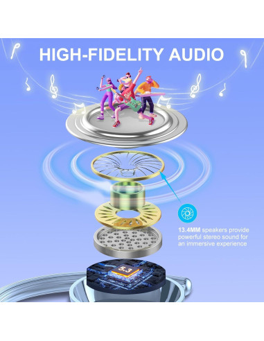 Auriculares Inalámbricos POMUIC Q53 Bluetooth 5.3 IPX7 Azul