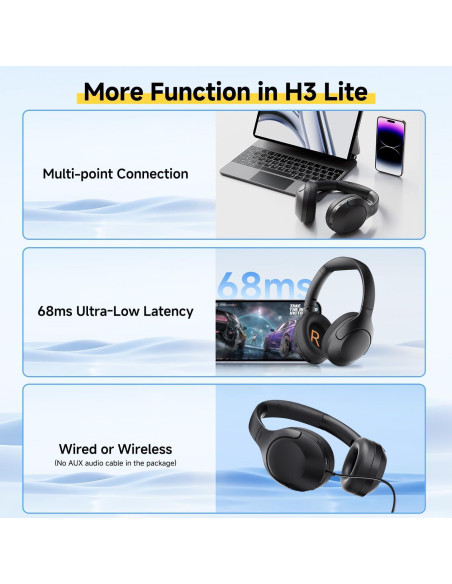 Auriculares Inalámbricos QCY H3 LITE con ANC y 60H Reproducción