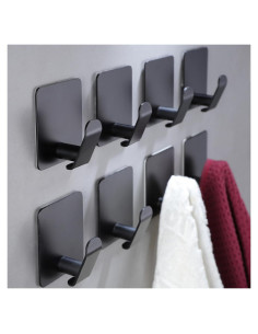 Ganchos Adhesivos Taozun 8 Piezas Acero Inoxidable Negro