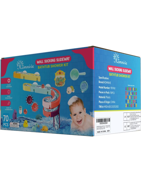 Set de 70 Juguetes de Baño HOMNIVE para Niños 1-3 Años