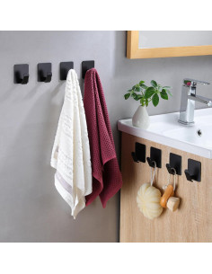 Ganchos Adhesivos Taozun 8 Piezas Acero Inoxidable Negro 2