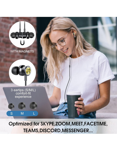 Auriculares USB C RAYHONTECH TC-B7Pro con micrófono y control