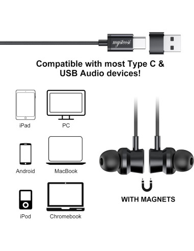 Auriculares USB C RAYHONTECH TC-B7Pro con micrófono y control
