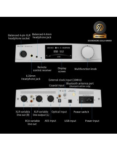 DAC Amplificador de Auriculares Aune S9c Pro 32bit 768kHz Plata 2