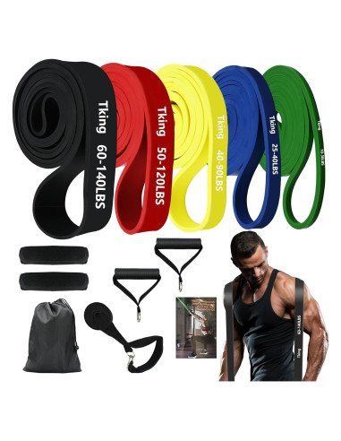 Bandas de Resistencia Tking 140LBS 5 Niveles para Gimnasio