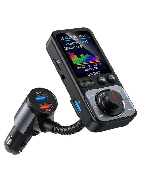 Transmisor FM Bluetooth 5.0 LENCENT BT99 con Pantalla LCD
