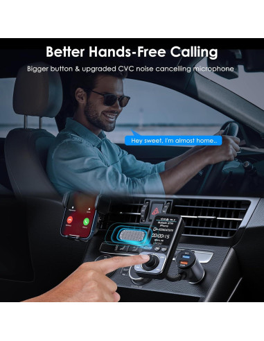 Transmisor FM Bluetooth 5.0 LENCENT BT99 con Pantalla LCD