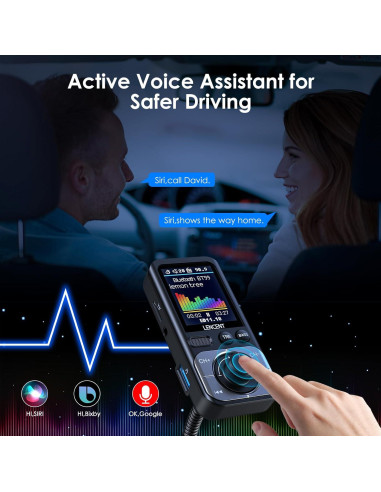 Transmisor FM Bluetooth 5.0 LENCENT BT99 con Pantalla LCD