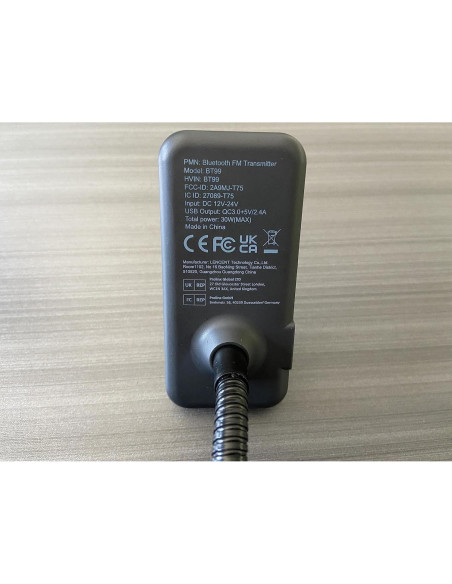 Transmisor FM Bluetooth 5.0 LENCENT BT99 con Pantalla LCD