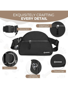 Bolsa de golosinas para perros Winpaws negra con clicker y soporte 2