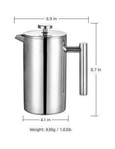 Prensa Francesa de Acero Inoxidable Dayngear 1L Camping 2