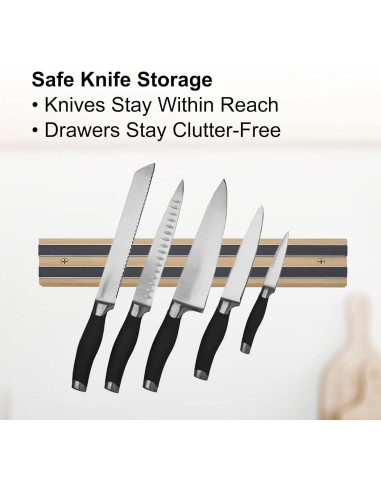 Soporte Magnético para Cuchillos HIC Kitchen 30.48 cm Madera