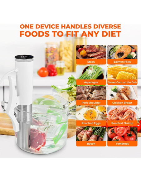 Cocinero Sous Vide SUSTEAS SV220 1200W Control Táctil Blanco